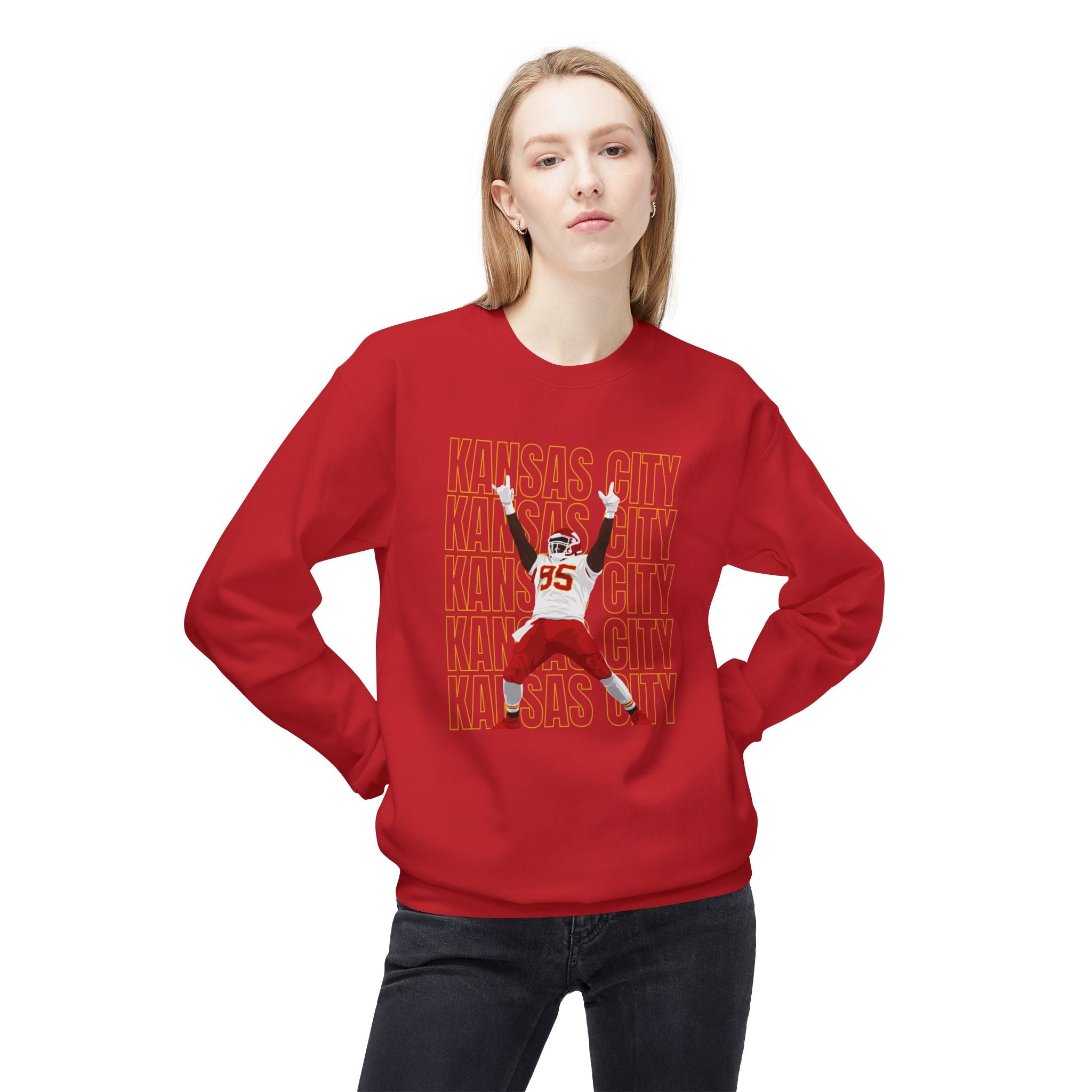 Kansas City Chris Jones Fleece Crewneck Sweatshirt